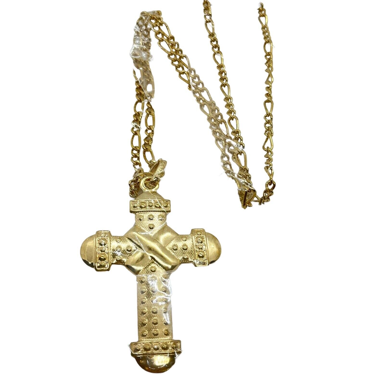 Gothic Cross Gold Tone Necklace Pendant 30 New Hip Hop Retro Bling Bling Swag